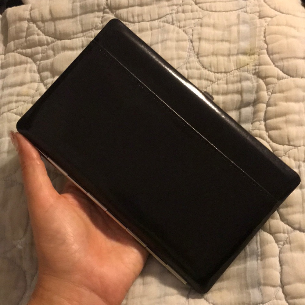 Black leather wallet clutch from Abas